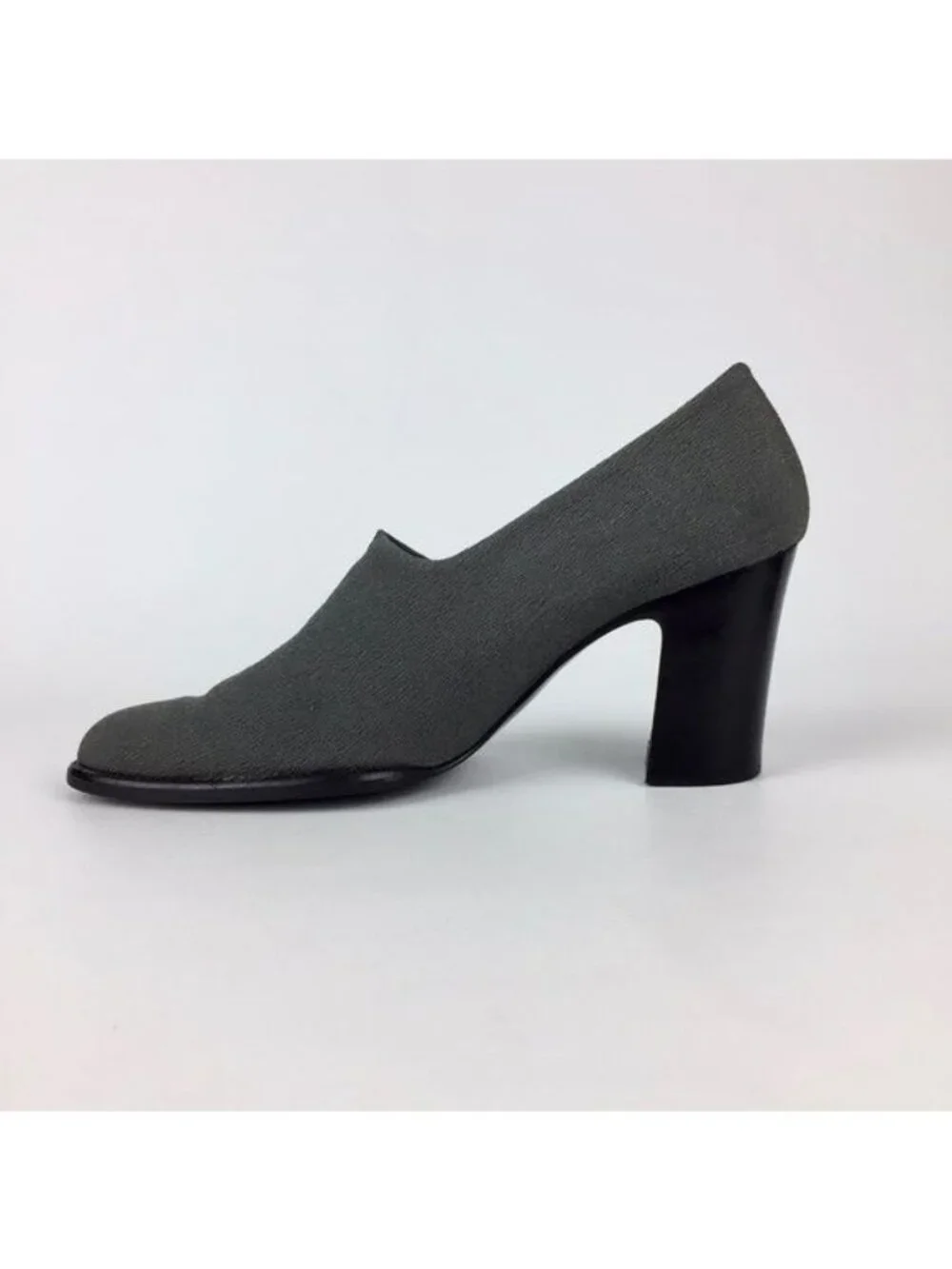 Vintage Robert Clergerie Womens Gray Fabric Shootie Pumps Block Heel size 9
